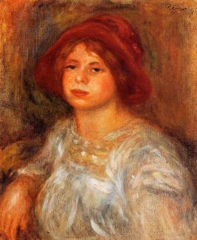 Pierre Auguste Renoir : Young Girl Wearing a Red Hat